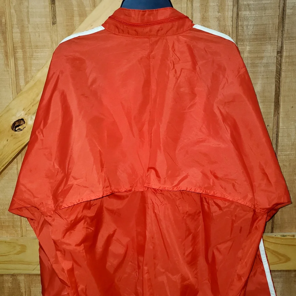Adidas Windbreaker Mens Size Medium Red 3 White Stripes Pullover Jacket Vintage - Picture 2 of 3